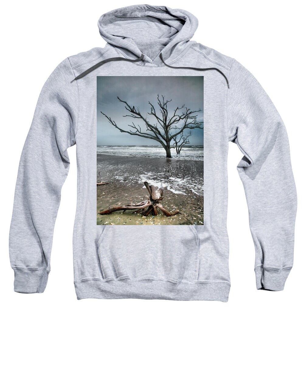 Ocean Sweatshirt featuring the photograph Trees In Surf by Steven Ainsworth