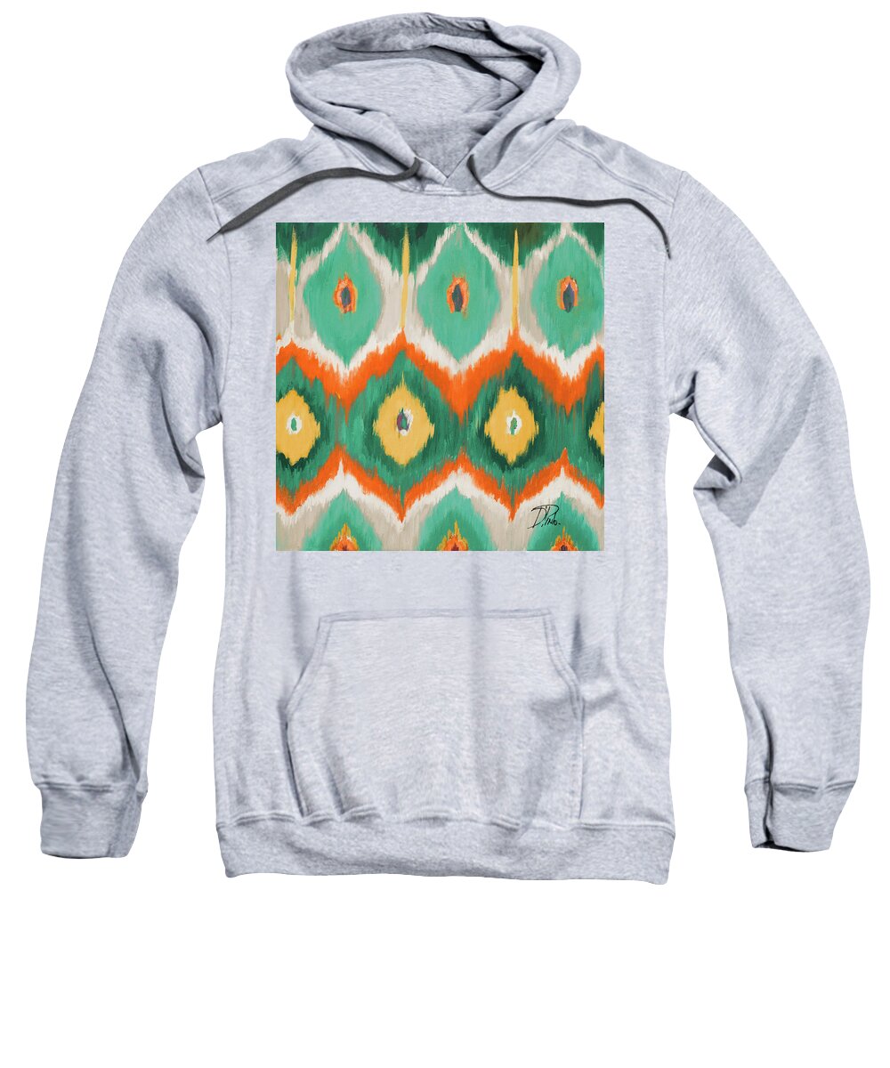 Tropical Sweatshirt featuring the painting Tropical Ikat II by Patricia Pinto