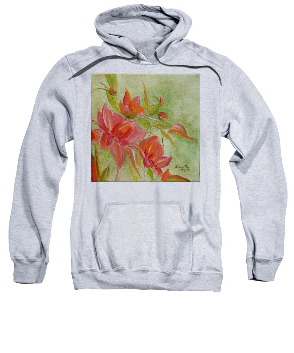 Flowers Sweatshirt featuring the painting Tropical Splash by Judith Rhue