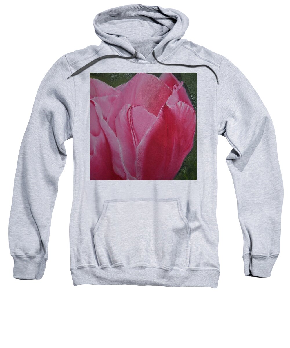 Tulip Sweatshirt featuring the painting Tulip Blooming by Claudia Goodell
