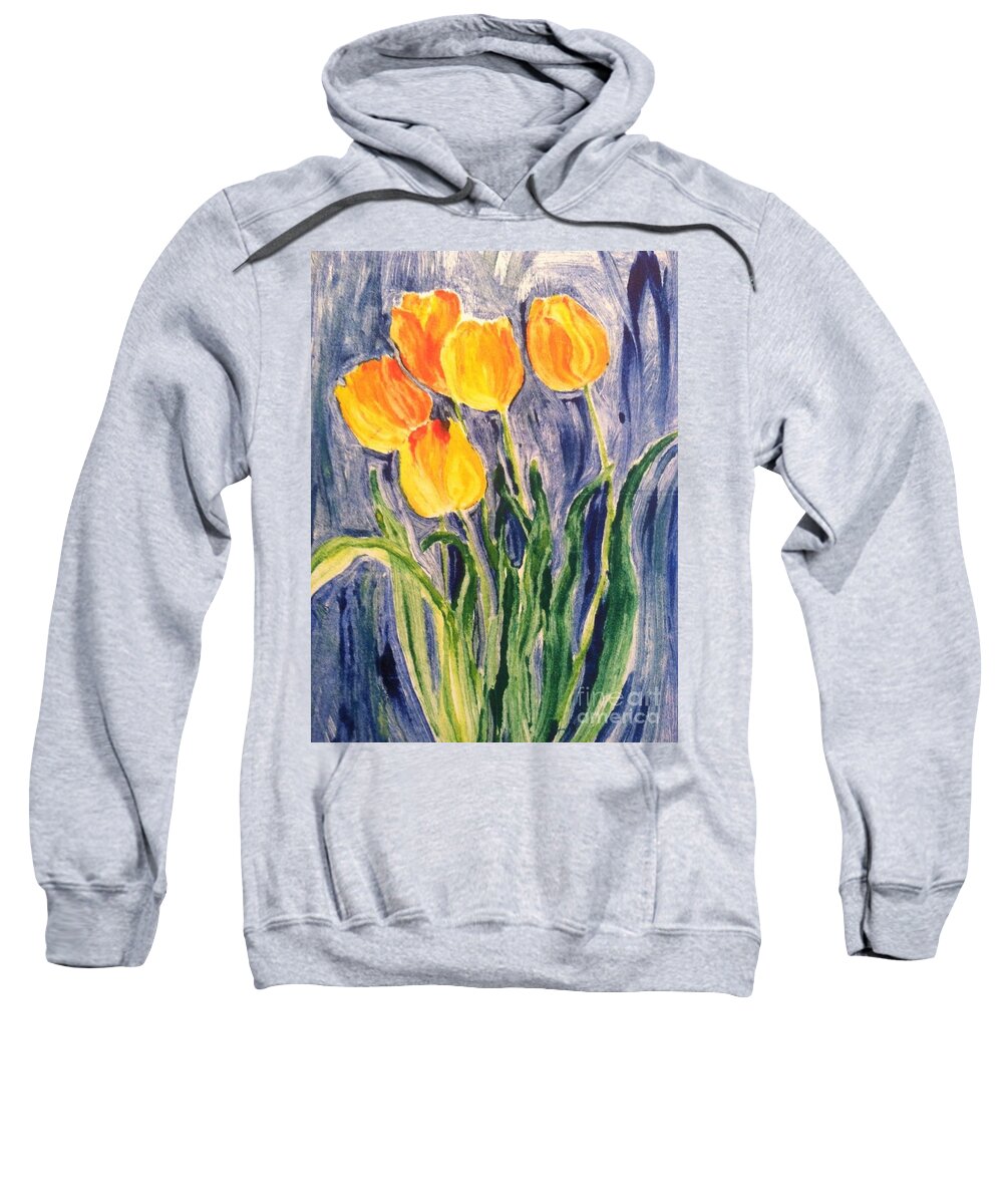 Owl Sweatshirt featuring the painting Tulips by Sherry Harradence