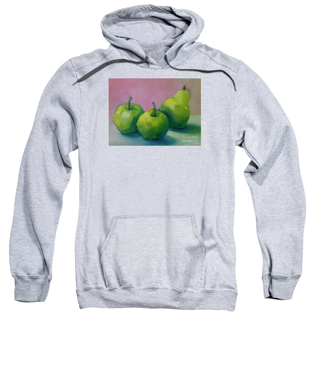 Apples Sweatshirt featuring the painting Two Apples and One Pear by Michelle Abrams