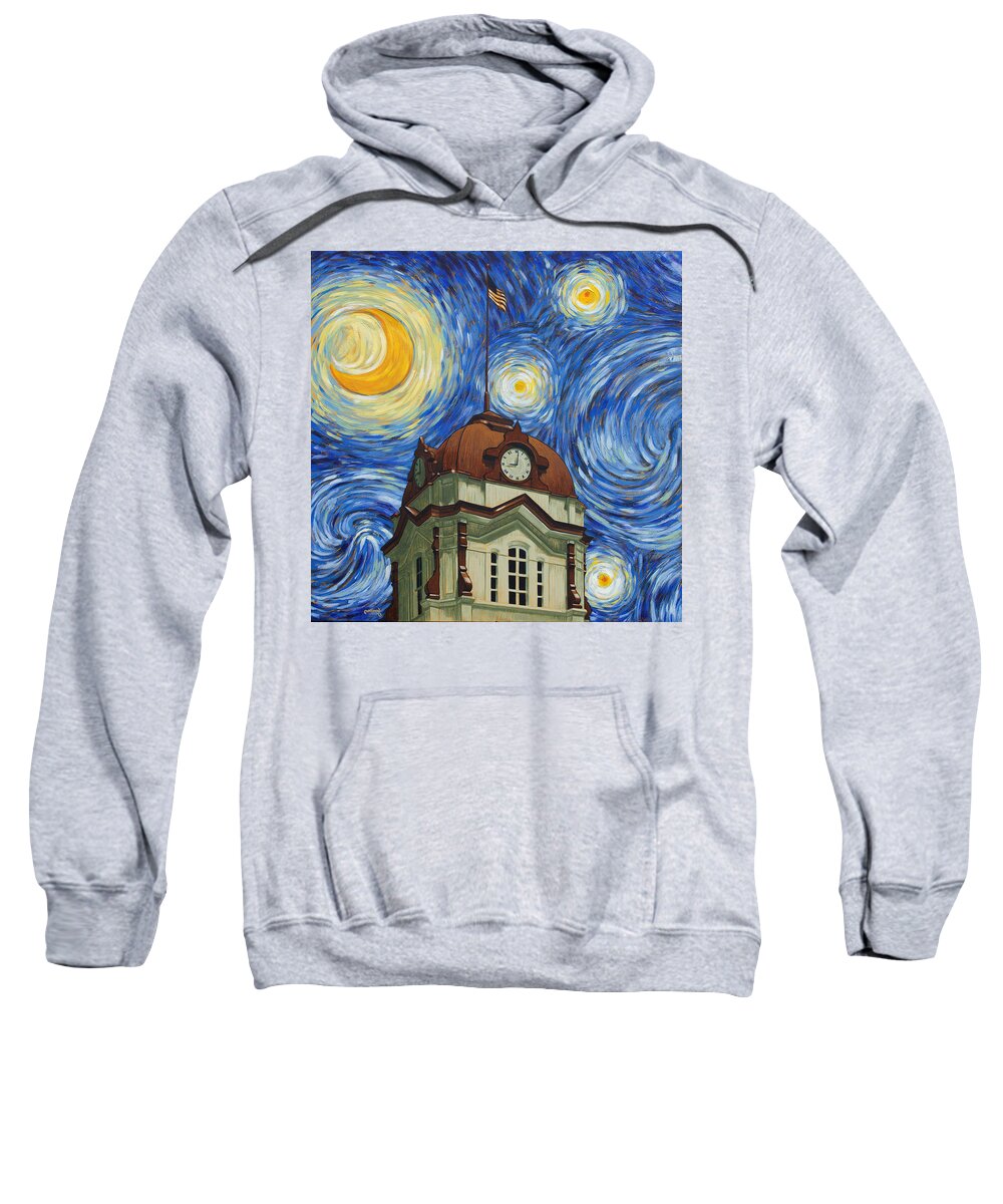 Starry Sweatshirt featuring the painting Van Gogh Courthouse by Glenn Pollard