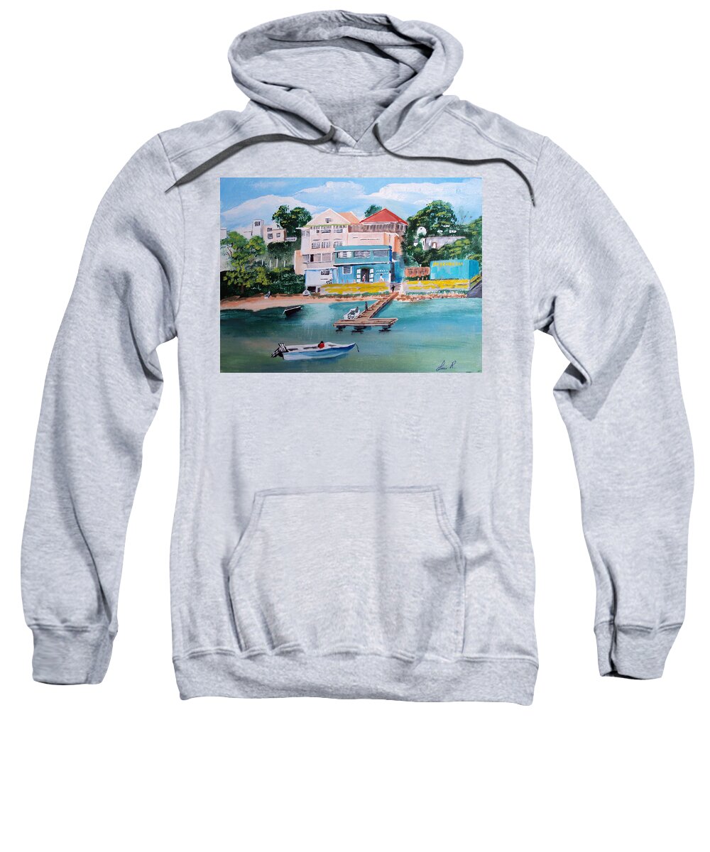 Vieques Sweatshirt featuring the painting Vieques Puerto Rico by Luis F Rodriguez