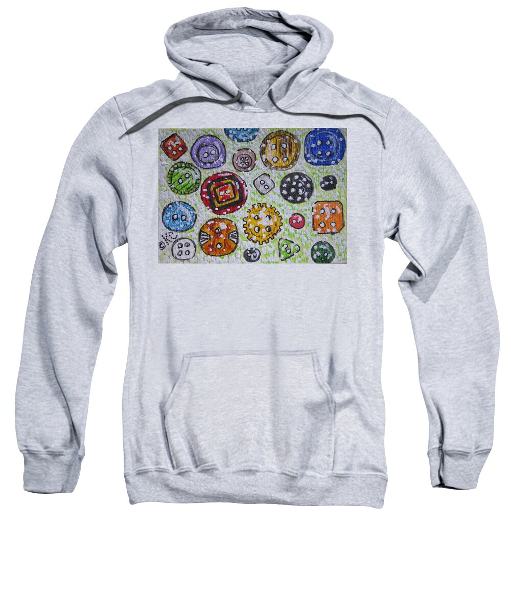 Vintage Sweatshirt featuring the painting Vintage Antique Buttons by Kathy Marrs Chandler