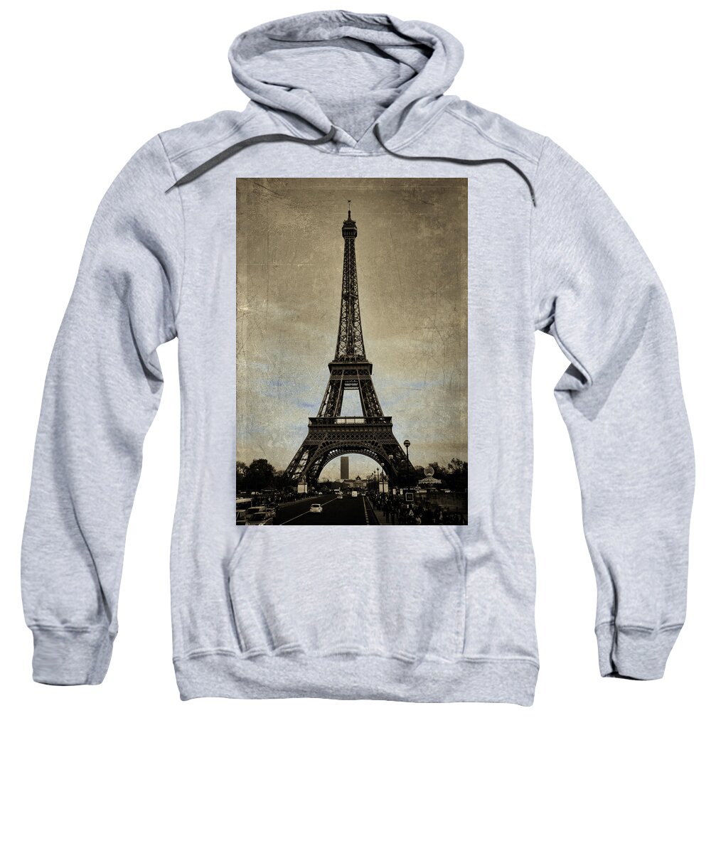 Evie Sweatshirt featuring the photograph Vintage Eiffel Bronze by Evie Carrier