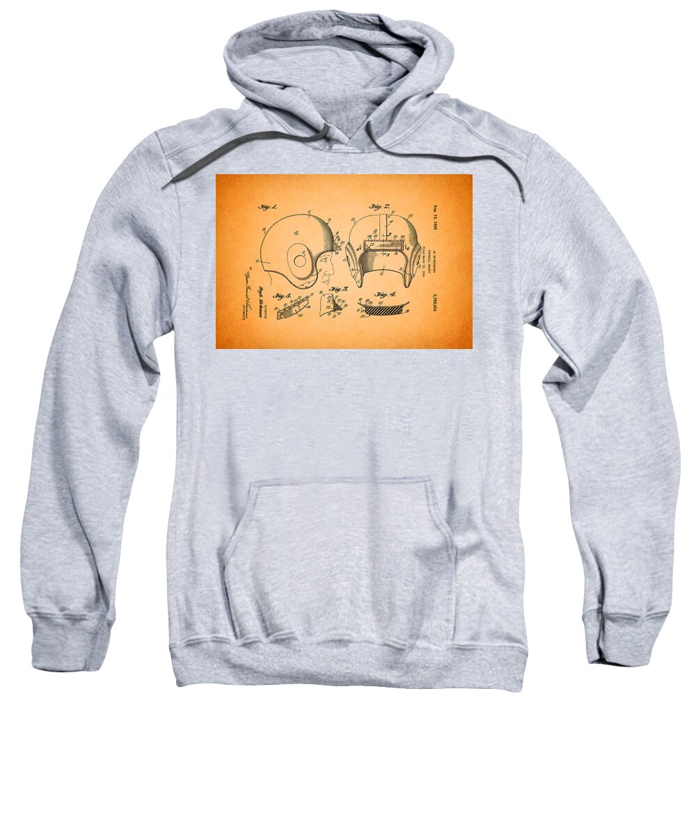 Patent Sweatshirt featuring the drawing Vintage Football Helmet Patent 1956 by Mountain Dreams
