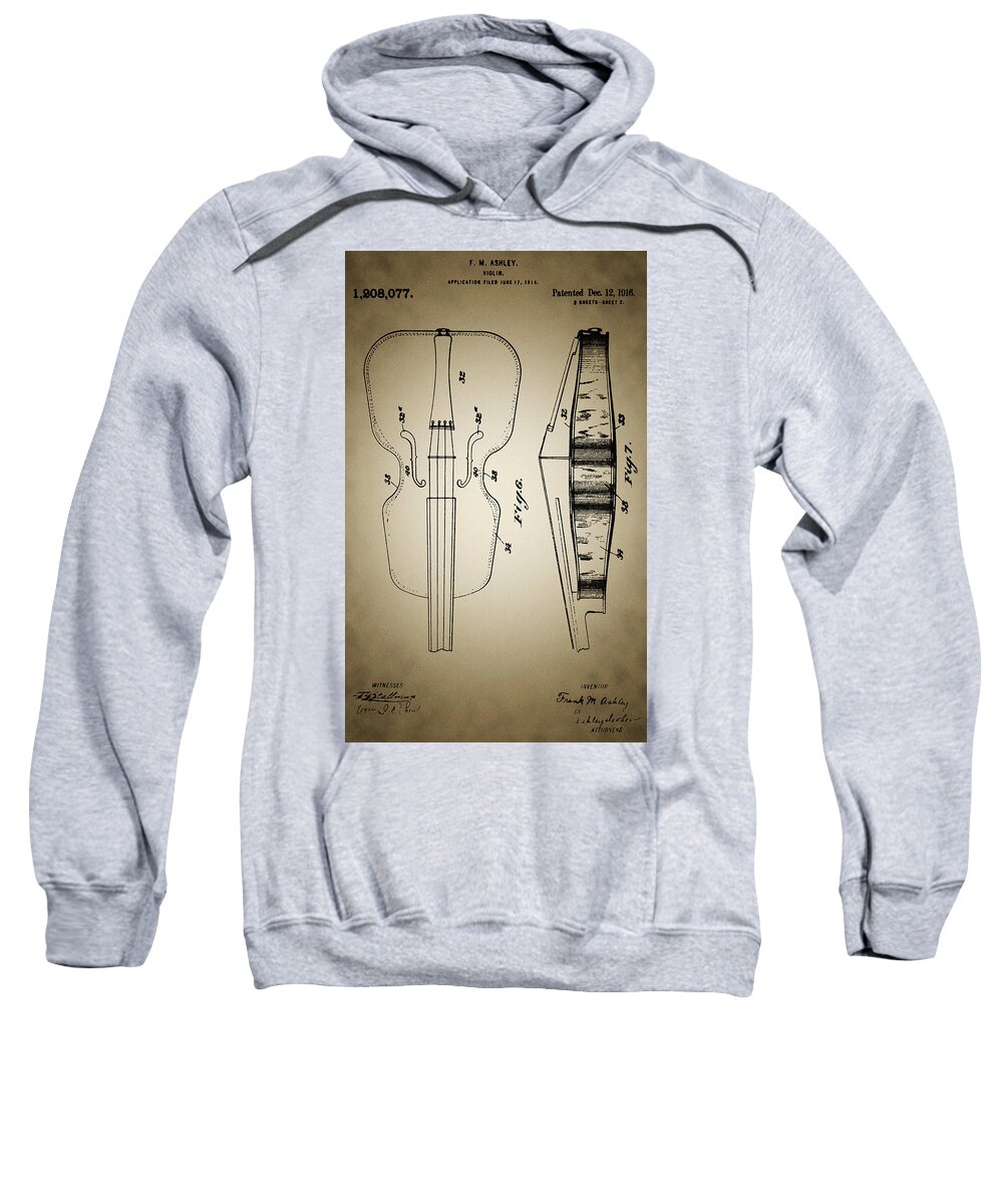 Violin Sweatshirt featuring the photograph Violin Patent by Bill Cannon