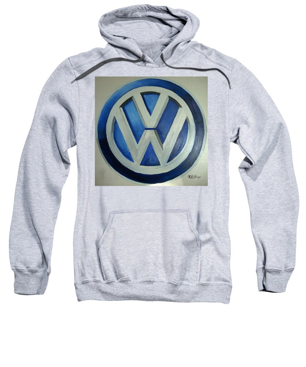 Vw Sweatshirt featuring the painting VW Logo Blue by Richard Le Page