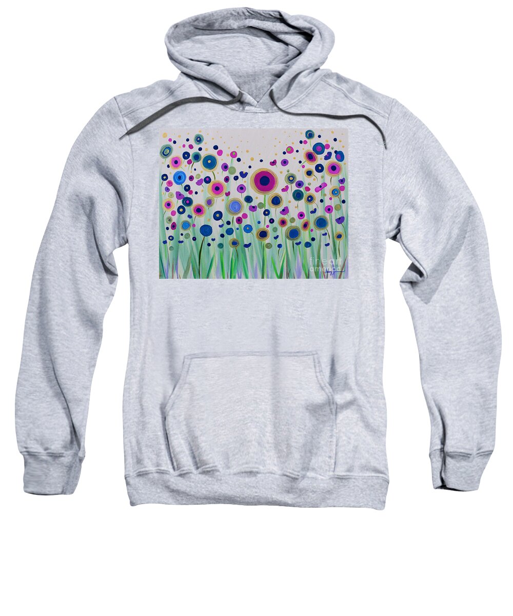 Flowers Sweatshirt featuring the painting Waiting for the Sun by Stacey Zimmerman