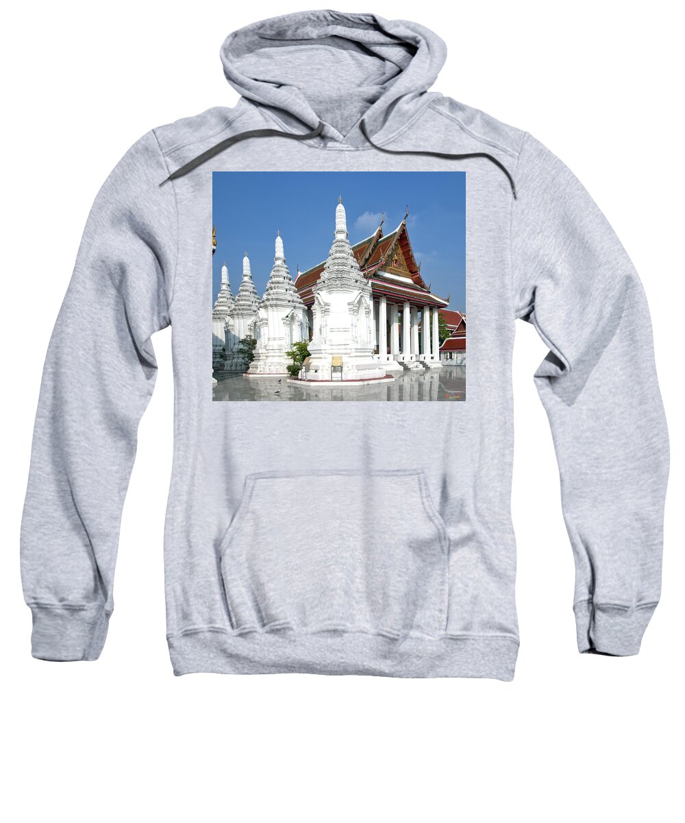 Temple Sweatshirt featuring the photograph Wat Maha Pruettharam White Stupas and Assembly Hall DTHB1526 by Gerry Gantt