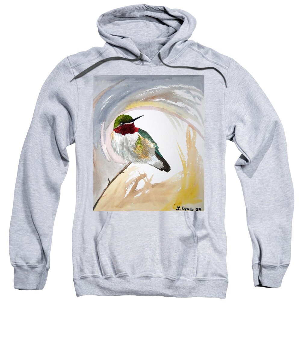 Broad-tailed Hummingbird Sweatshirt featuring the painting Watercolor - Broad-tailed Hummingbird by Cascade Colors