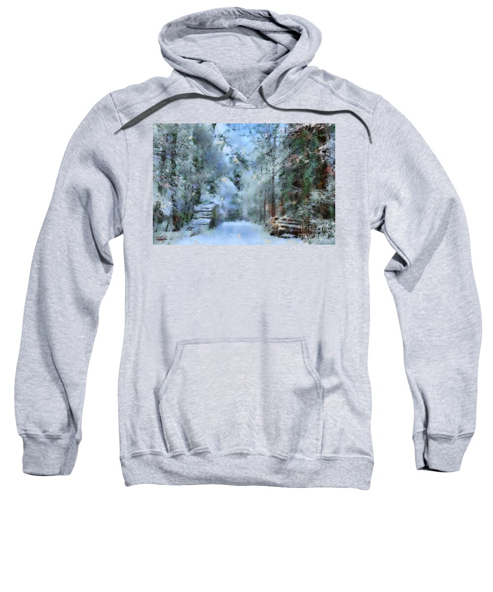 Winter Sweatshirt featuring the digital art Way through the Forest by Gina Koch