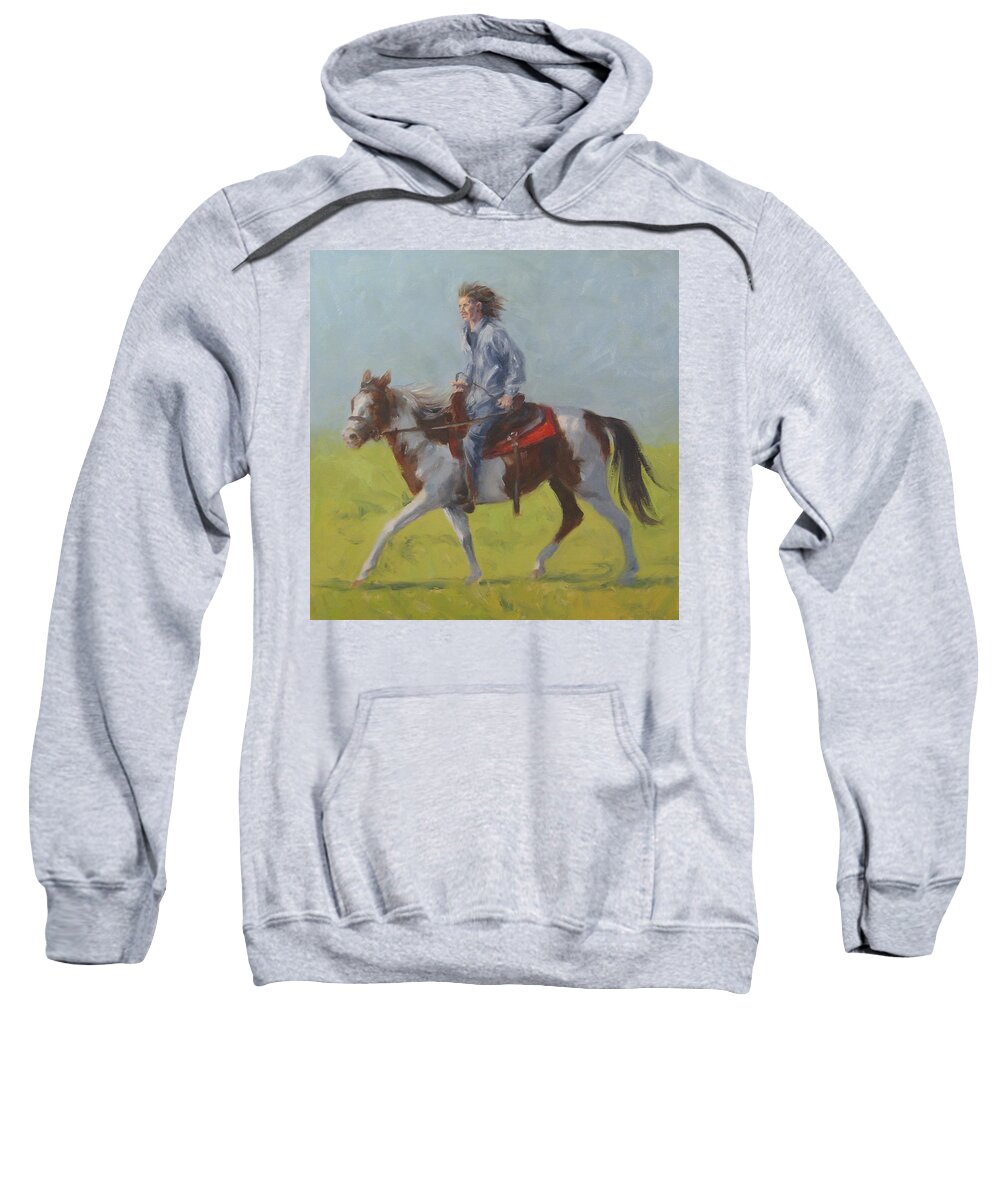 Horse Sweatshirt featuring the painting We Save Horses Four by Connie Schaertl