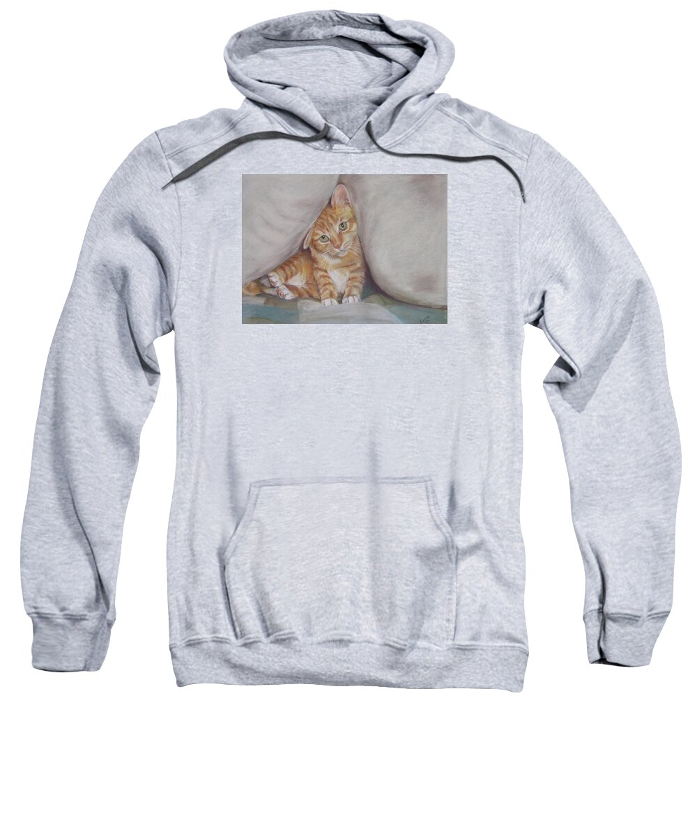 Kittens Sweatshirt featuring the painting What by Elizabeth Ellis