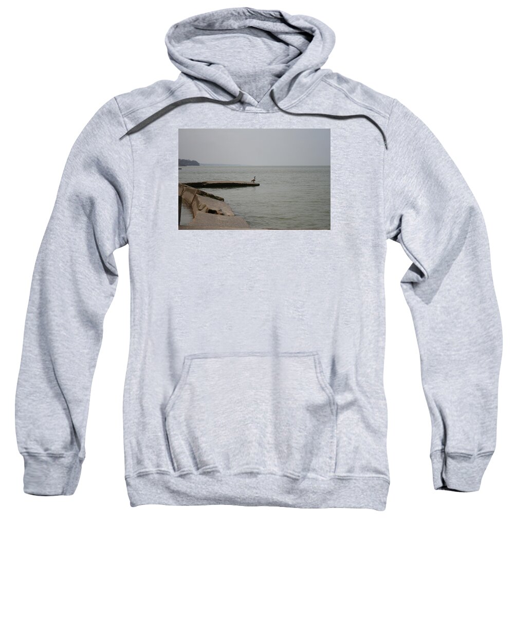 Canadian Geese Sweatshirt featuring the photograph Solitude on Lake Erie by Valerie Collins