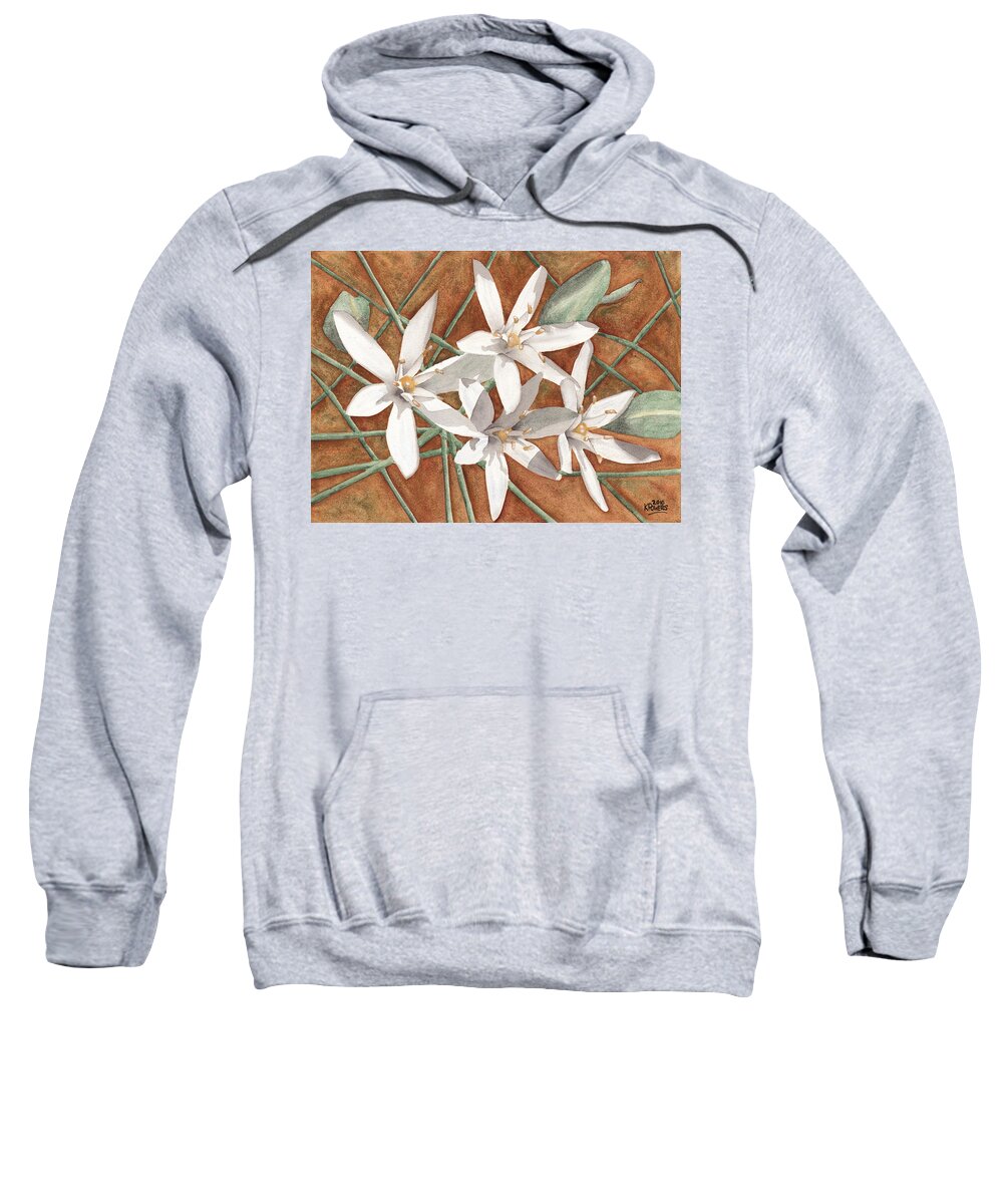 White Sweatshirt featuring the painting White Flowers by Ken Powers