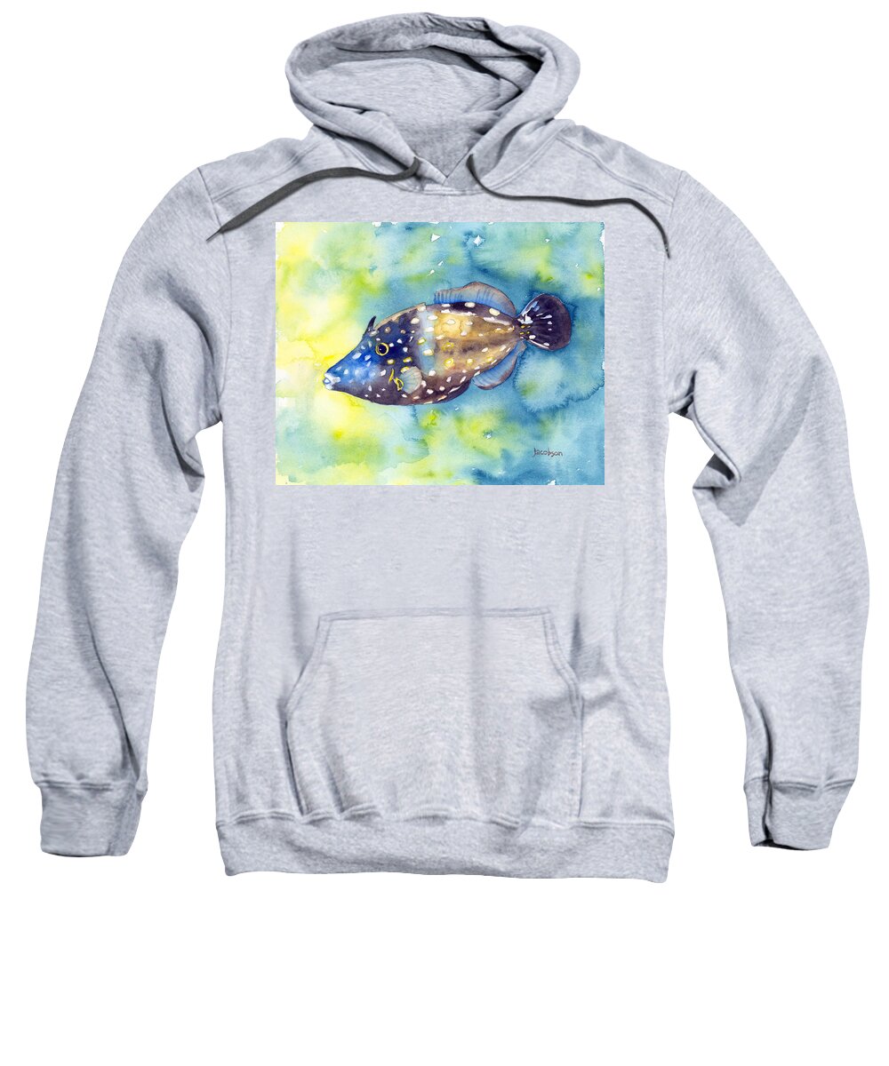 Filefish Sweatshirt featuring the painting Whitespot Filefish by Pauline Walsh Jacobson
