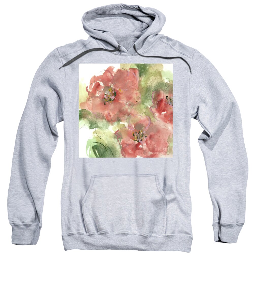 Original Watercolors Sweatshirt featuring the painting Wild Camellia 1 by Chris Paschke