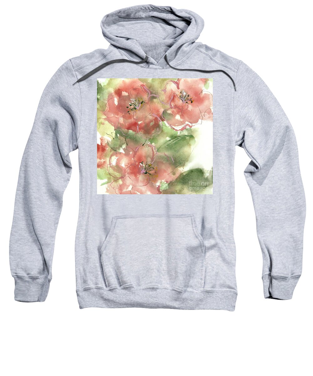 Original Watercolors Sweatshirt featuring the painting Wild Camellia 2 by Chris Paschke