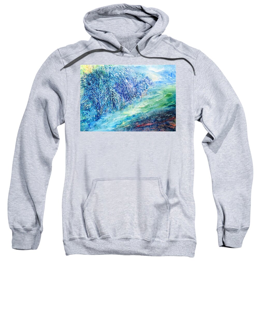 Landscape Sweatshirt featuring the painting Winter Hawthorn by Trudi Doyle
