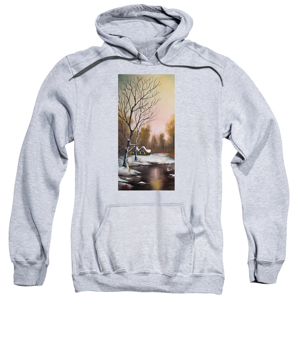 Landscape Sweatshirt featuring the painting Winter Solace by Chris Steele