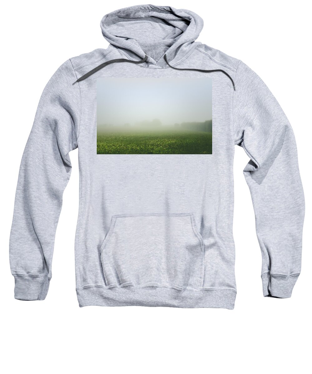 Winter Sweatshirt featuring the photograph Winters Foggy Morning across the Farmers Field by Spikey Mouse Photography
