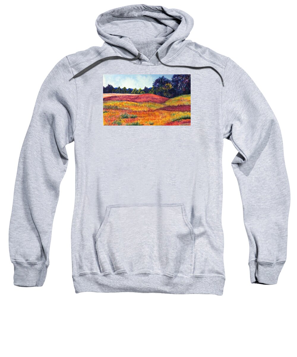 Polk Farm Sweatshirt featuring the painting Wisconsin Summer by Linda Markwardt