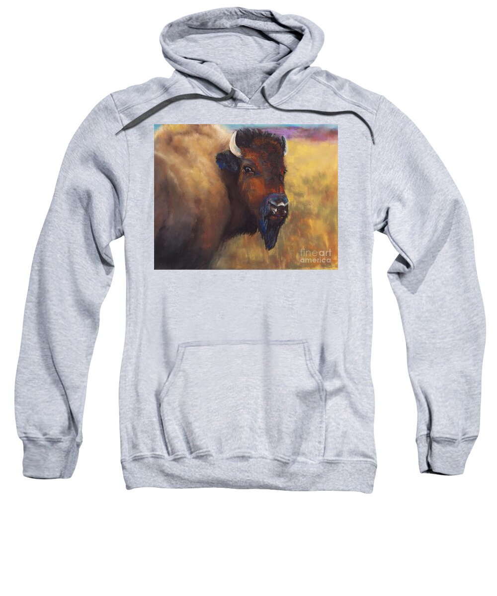 Bison Sweatshirt featuring the painting With Age Comes Beauty by Frances Marino