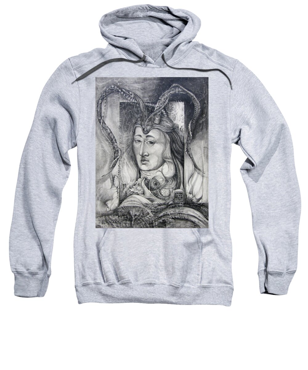 Wizard Sweatshirt featuring the drawing Wizard Of Bogomil's Island - The Fomorii Conjurer by Otto Rapp