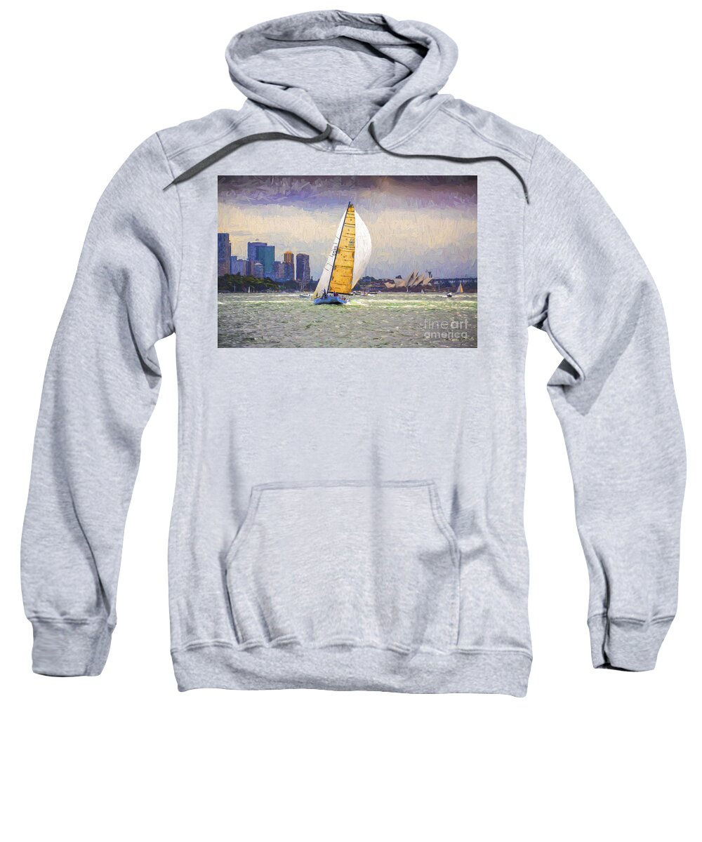 Victoire Sweatshirt featuring the photograph Yacht racing on Sydney Harbour by Sheila Smart Fine Art Photography