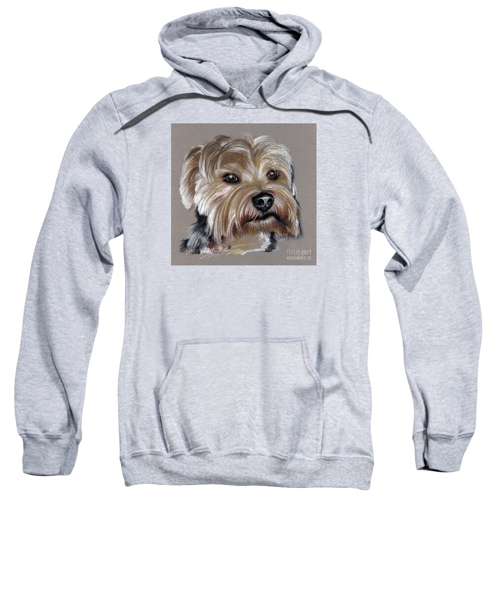 Yorkshire Sweatshirt featuring the drawing Yorkshire Terrier- drawing by Daliana Pacuraru