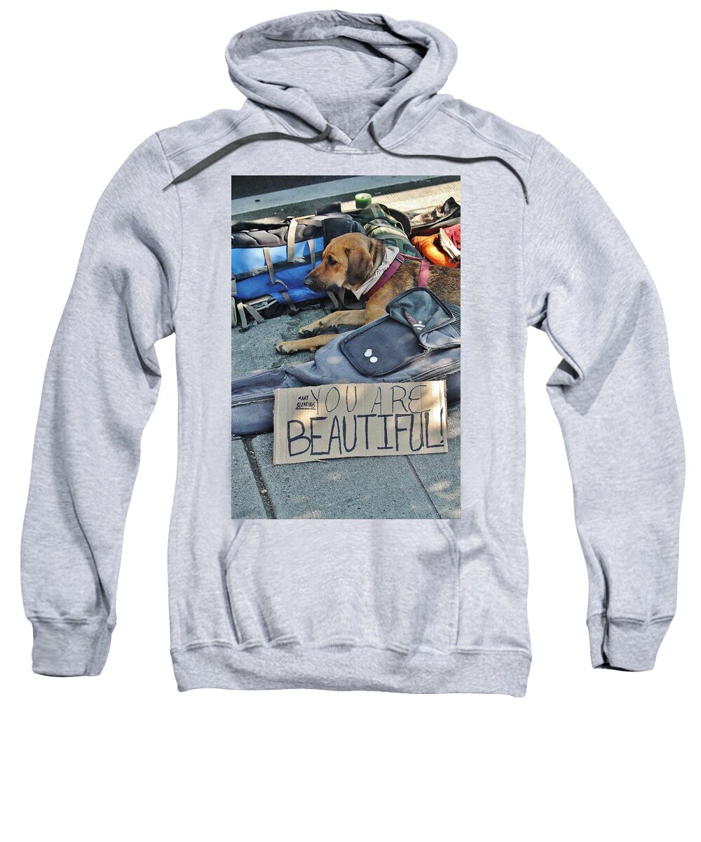 Homeless Sweatshirt featuring the photograph You Are Beautiful by William Rockwell