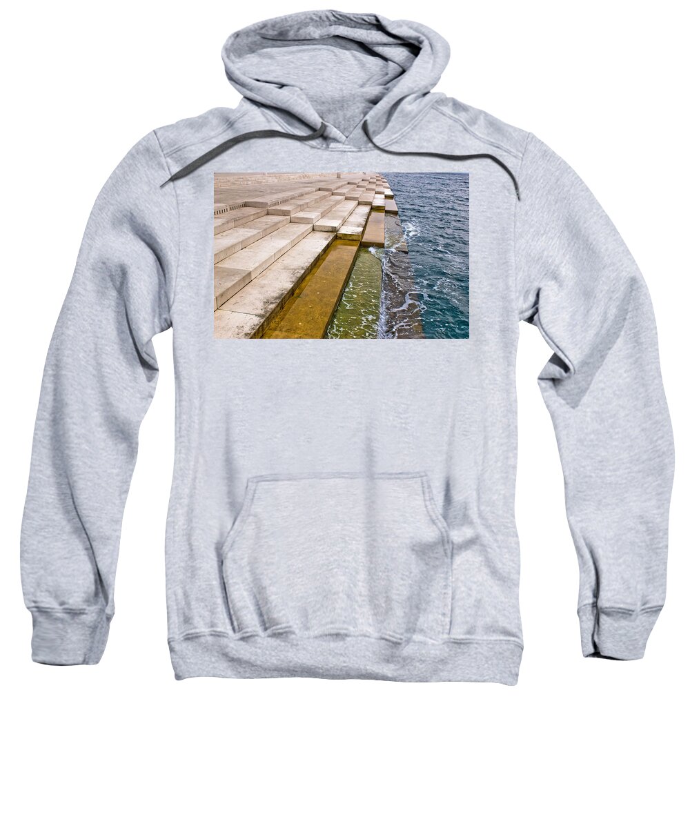 Zadar Sweatshirt featuring the photograph Zadar sea organs powered by the sea stream by Brch Photography