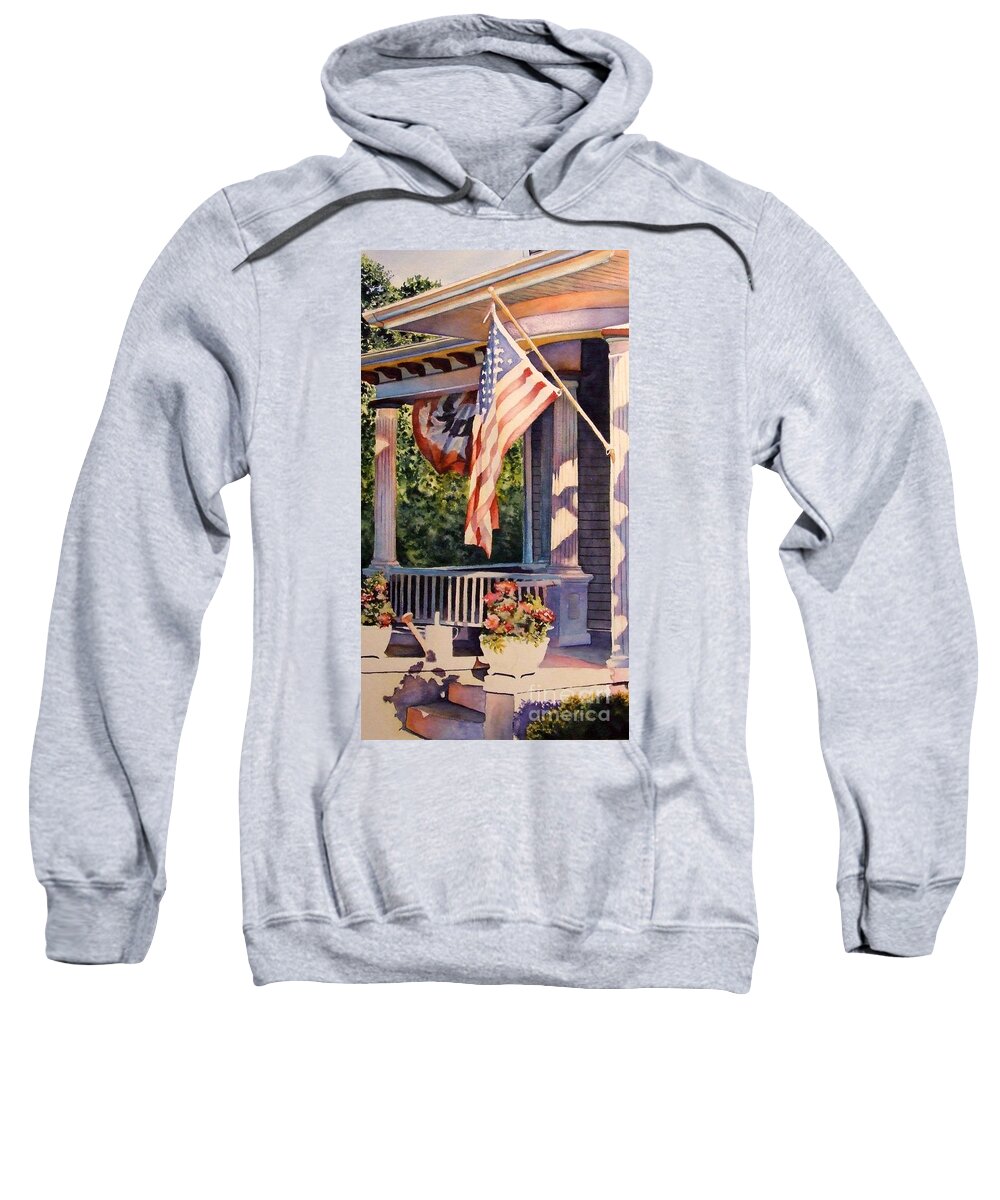Historic Home Sweatshirt featuring the painting Hot August Night #1 by Greg and Linda Halom