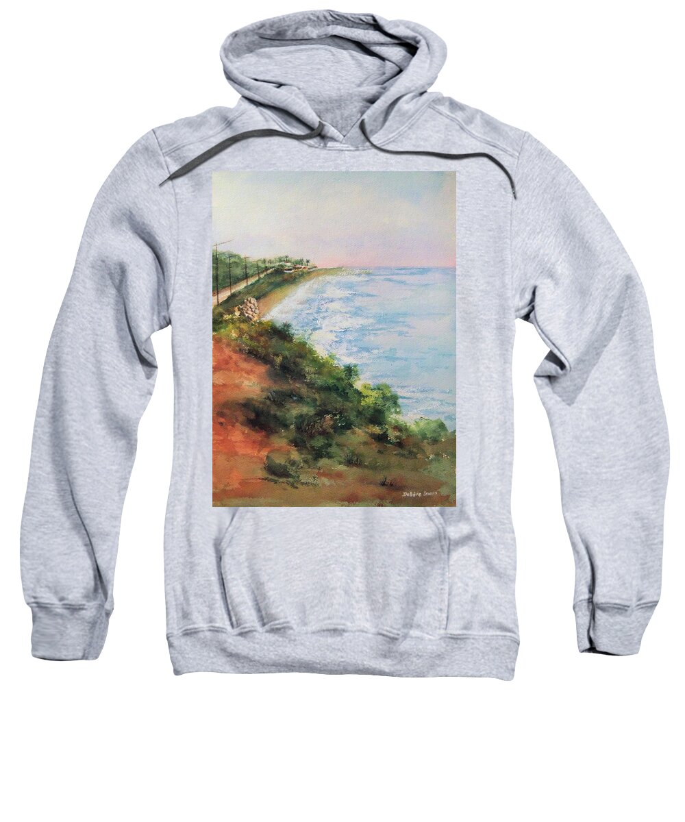 Watercolor Landscape Sweatshirt featuring the painting Sea of Dreams #1 by Debbie Lewis