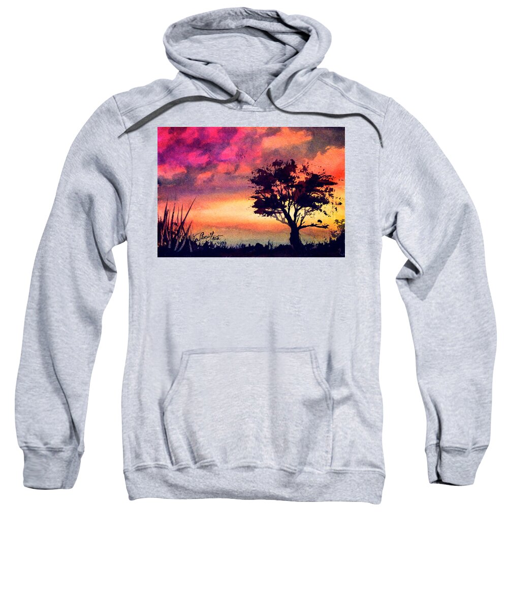 Red Sweatshirt featuring the painting Sunset Solitaire #1 by Frank SantAgata