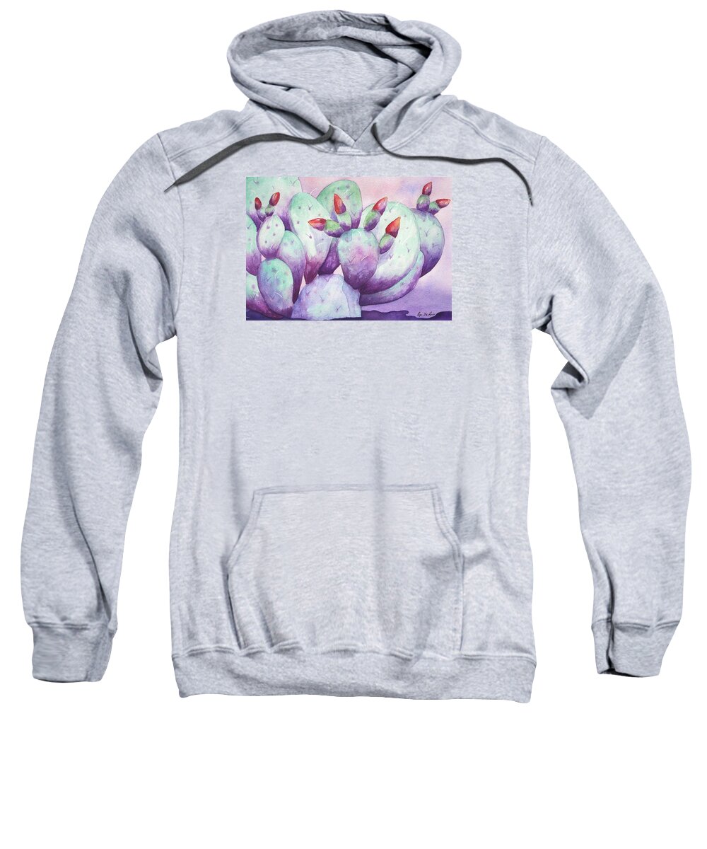 Cactus Sweatshirt featuring the painting Santa Rita Cactus by Lyn DeLano