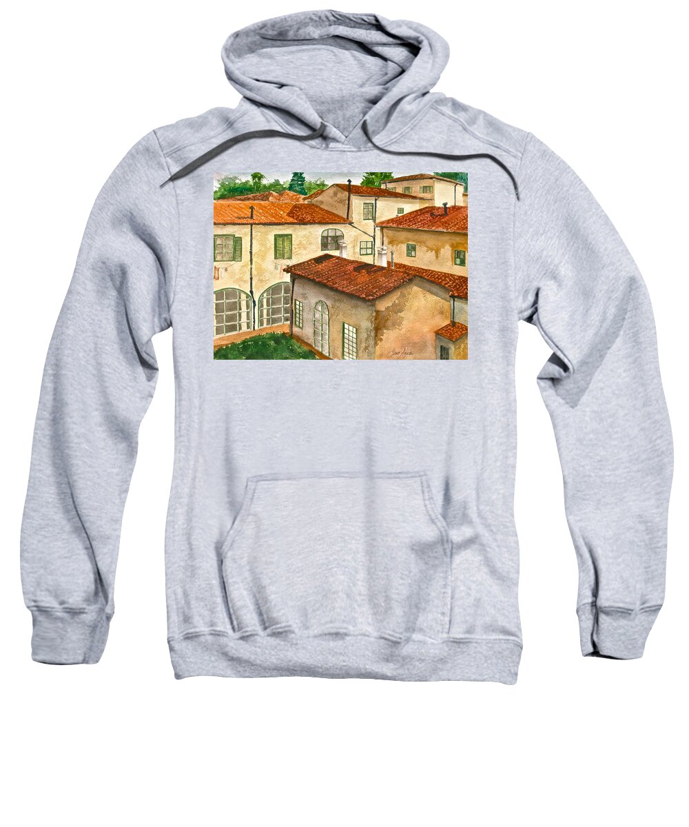 Florence Sweatshirt featuring the painting Back Yard by Frank SantAgata