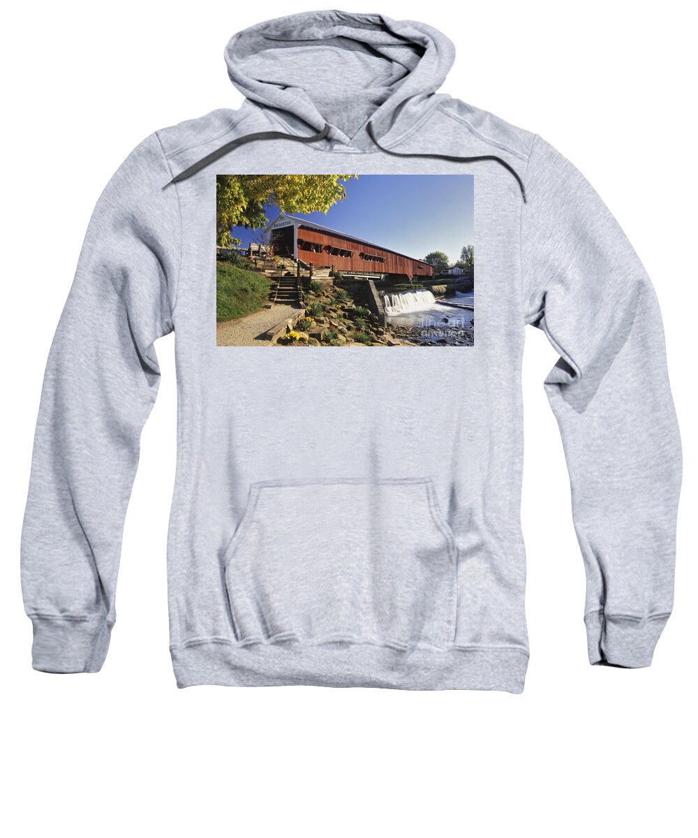 Original Sweatshirt featuring the photograph Bridgeton Covered Bridge - FM000064 by Daniel Dempster