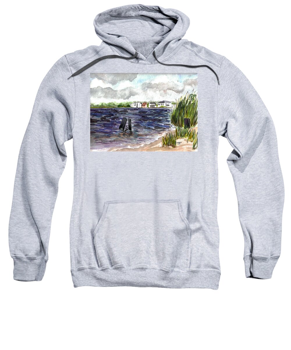 Cedar Creek Sweatshirt featuring the painting Cedar Beach by Clara Sue Beym