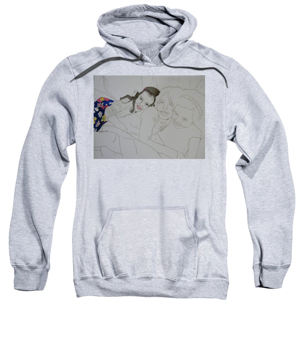 Girls Sweatshirt featuring the drawing Cousins 3 of 3 by Marwan George Khoury