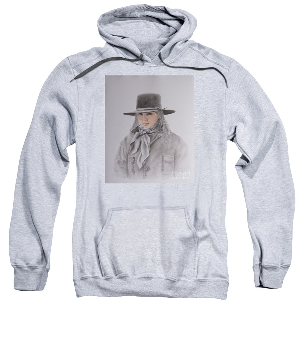 Cowgirl Sweatshirt featuring the painting Cowgirl in Hat by Phyllis Howard