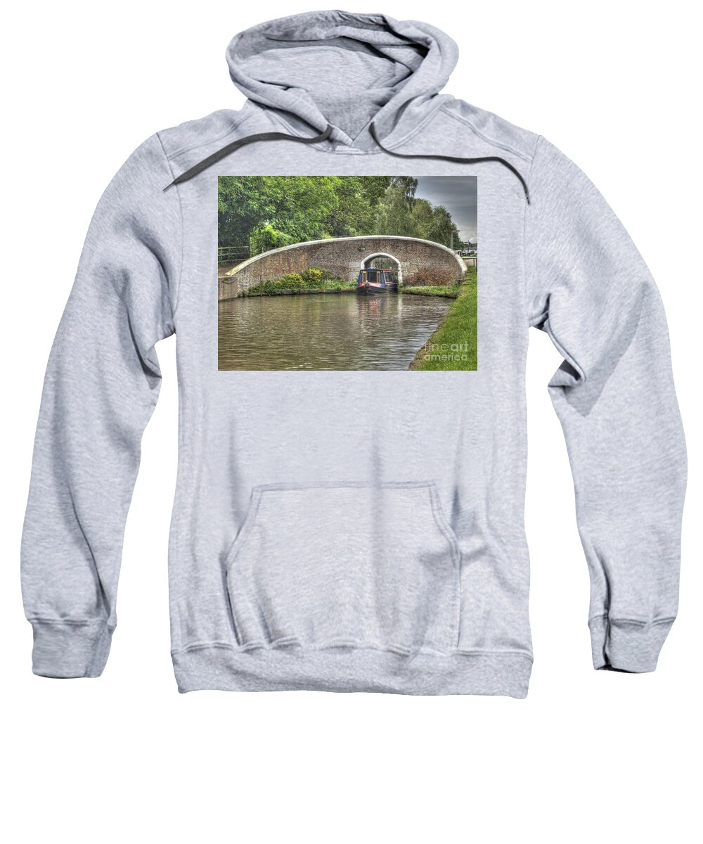 Canal Sweatshirt featuring the photograph English canal scene by Steev Stamford