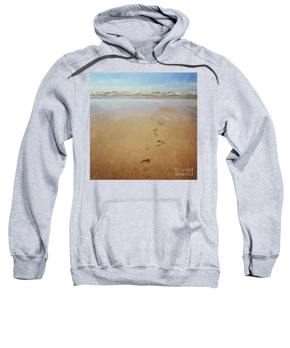 Footprints Sweatshirt featuring the photograph Footprints in the sand by Lyn Randle