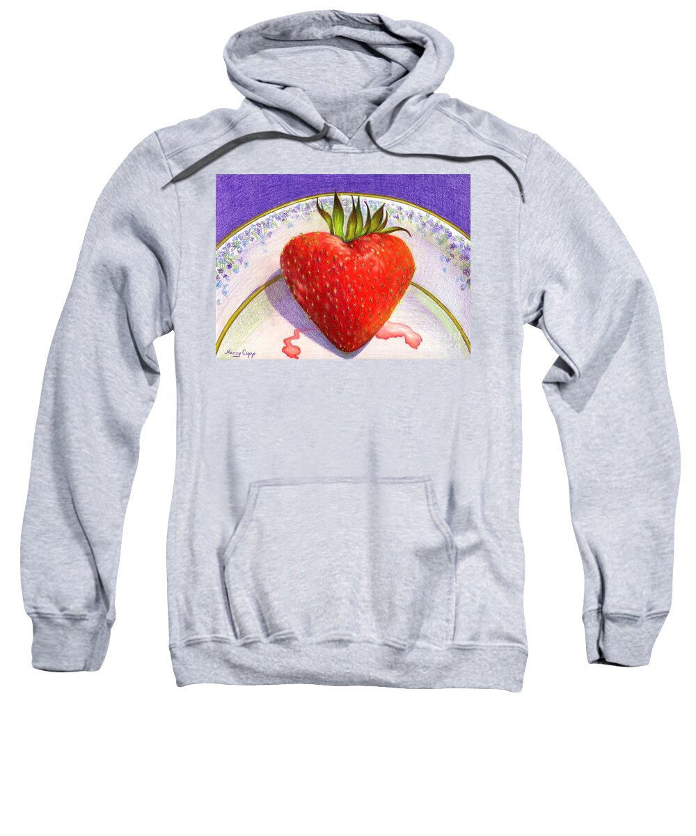 Strawberry Sweatshirt featuring the painting I Love You Berry Much by Nancy Cupp