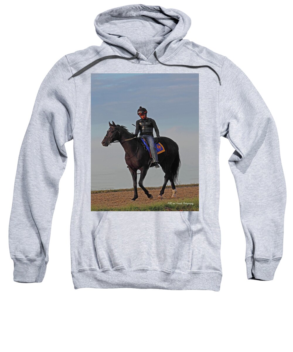 Thorougbred Race Horse Sweatshirt featuring the photograph Knight Jockey by PJQandFriends Photography