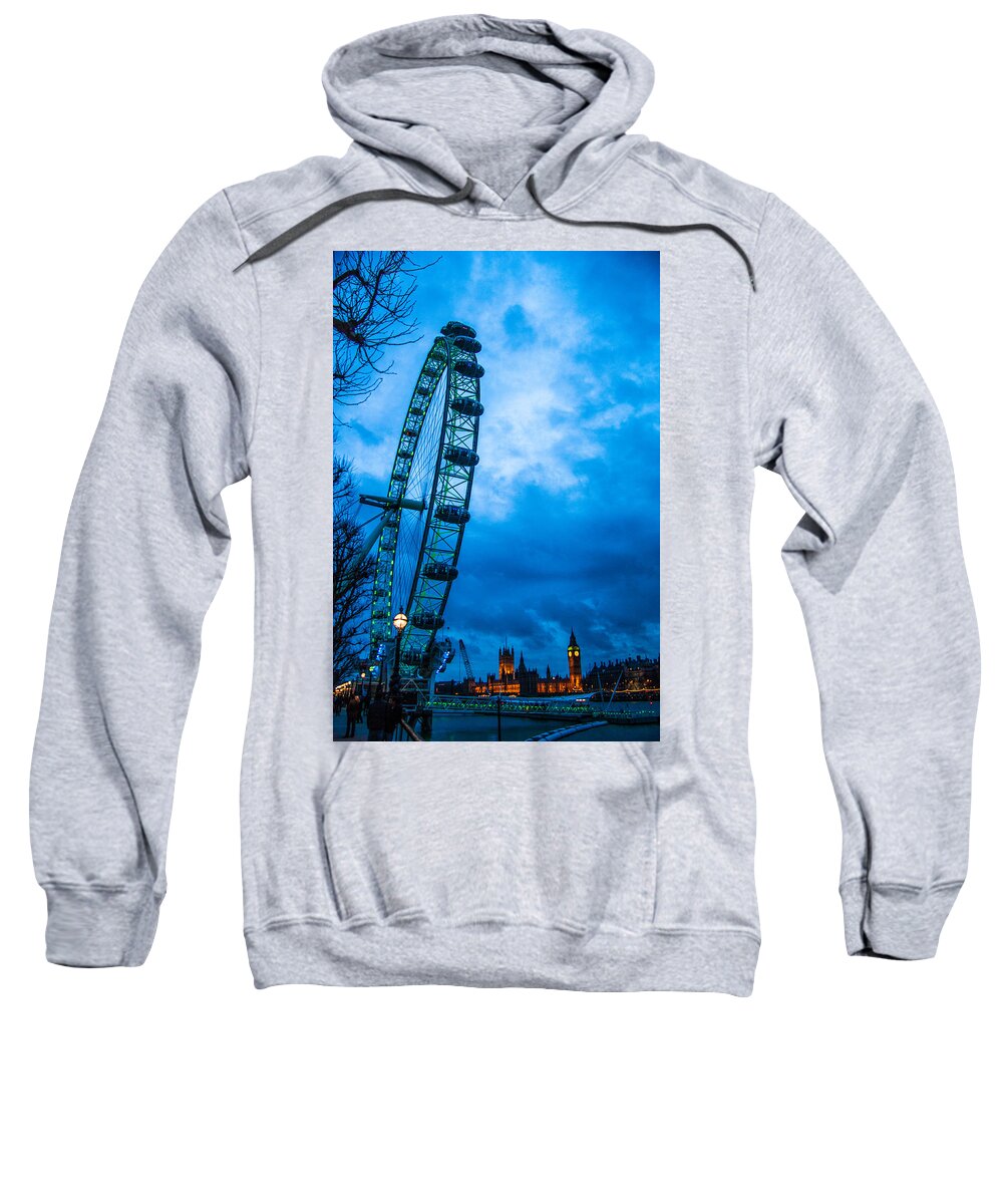 Millennium Wheel Sweatshirt featuring the photograph London Eye at Westminster by Dawn OConnor