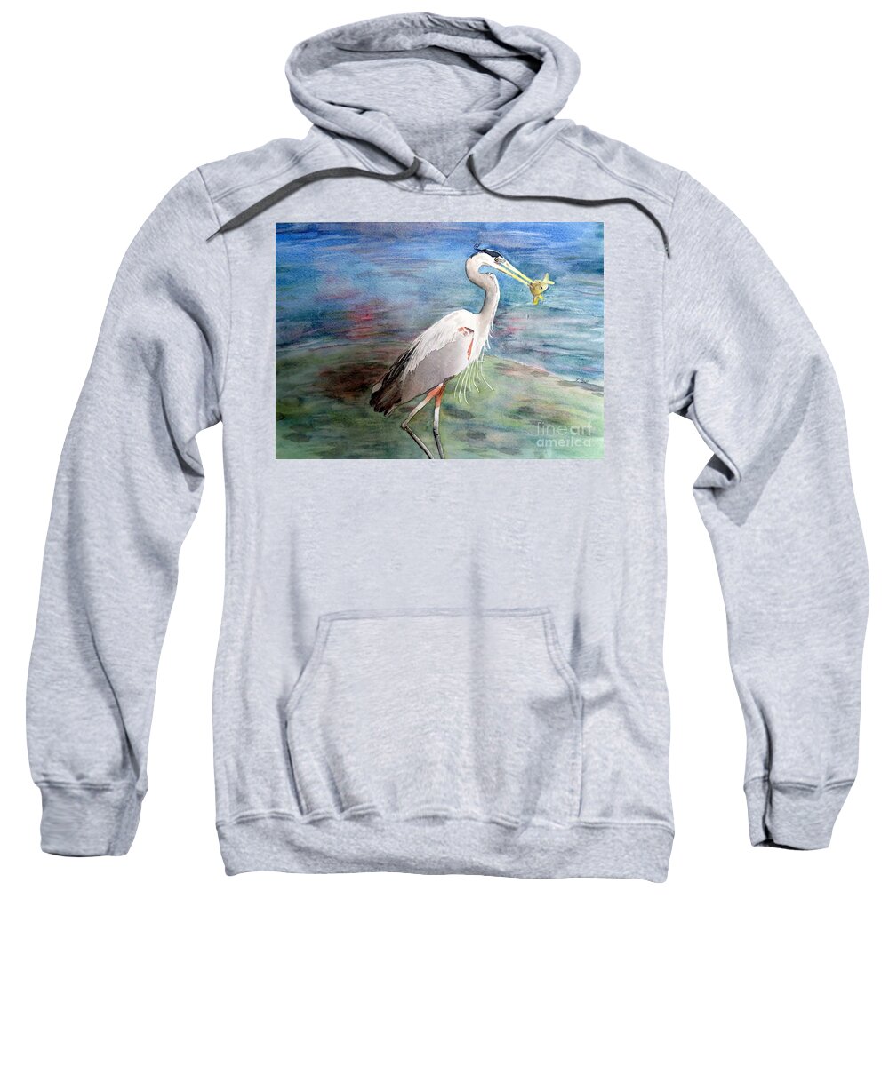 Great Sweatshirt featuring the painting Lunchtime Watercolour by Laurel Best