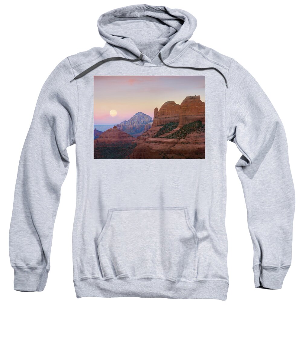 00175198 Sweatshirt featuring the photograph Moon Setting As Seen From Shelby Hill by Tim Fitzharris